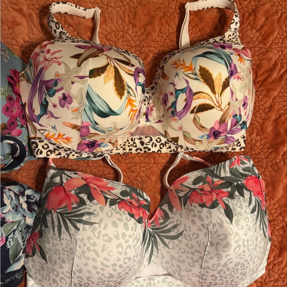 NEW Lot of 4 Cacique Lane Bryant floral bras balconette and full coverage - Picture 3 of 7